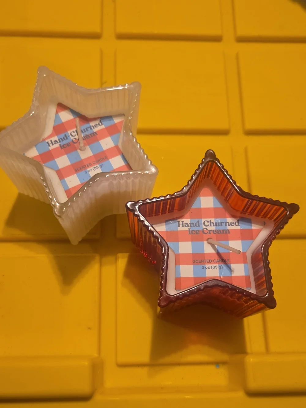 Star Scented Candle - White and Amber 2 Candles 695